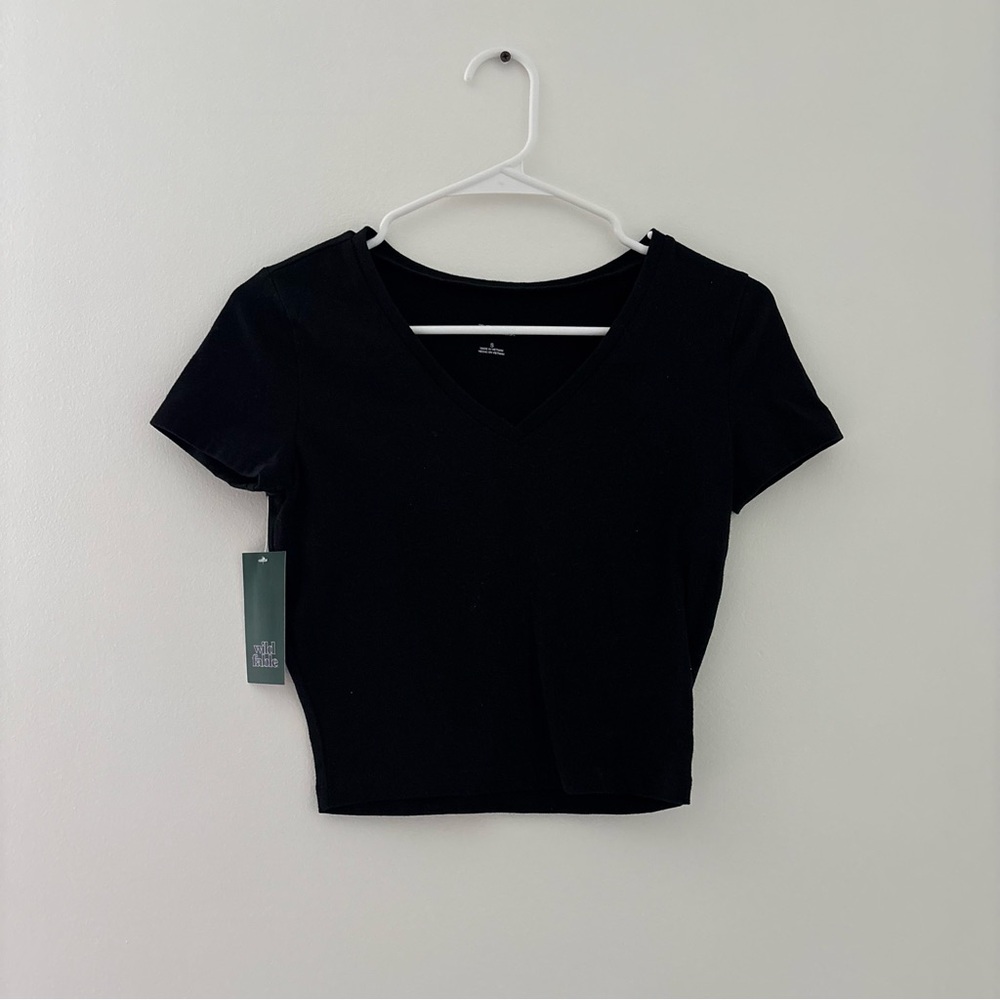 wild fable black v neck crop top